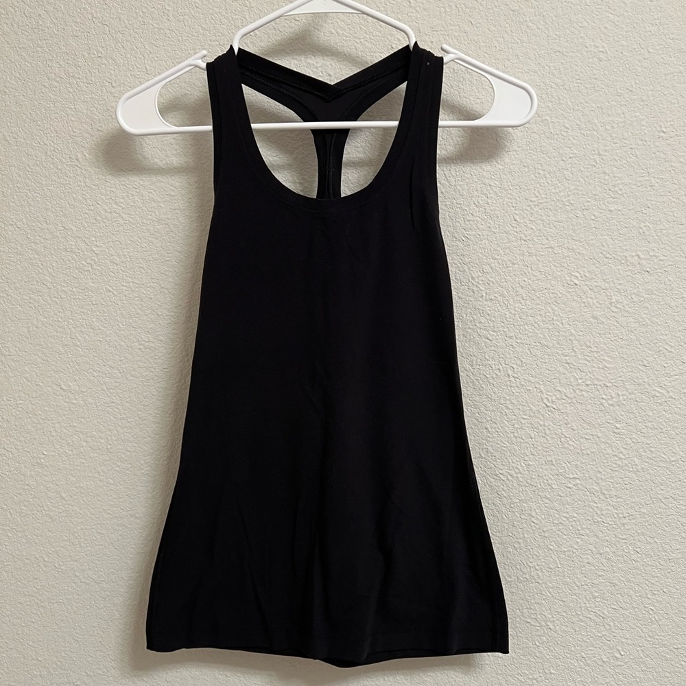 Lululemon black racer back tank top, size 2